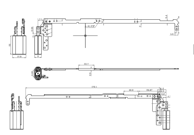分段式笔记本翻转轴结构图
