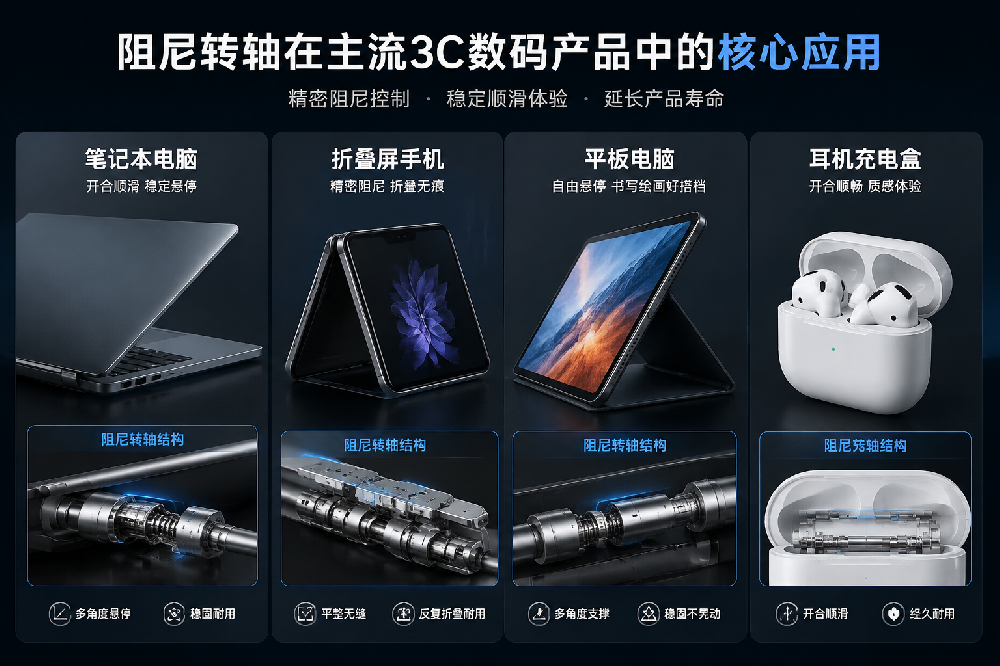 阻尼转轴在主流3C数码产品中的核心应用